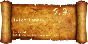 Ivicz Henrik névjegykártya